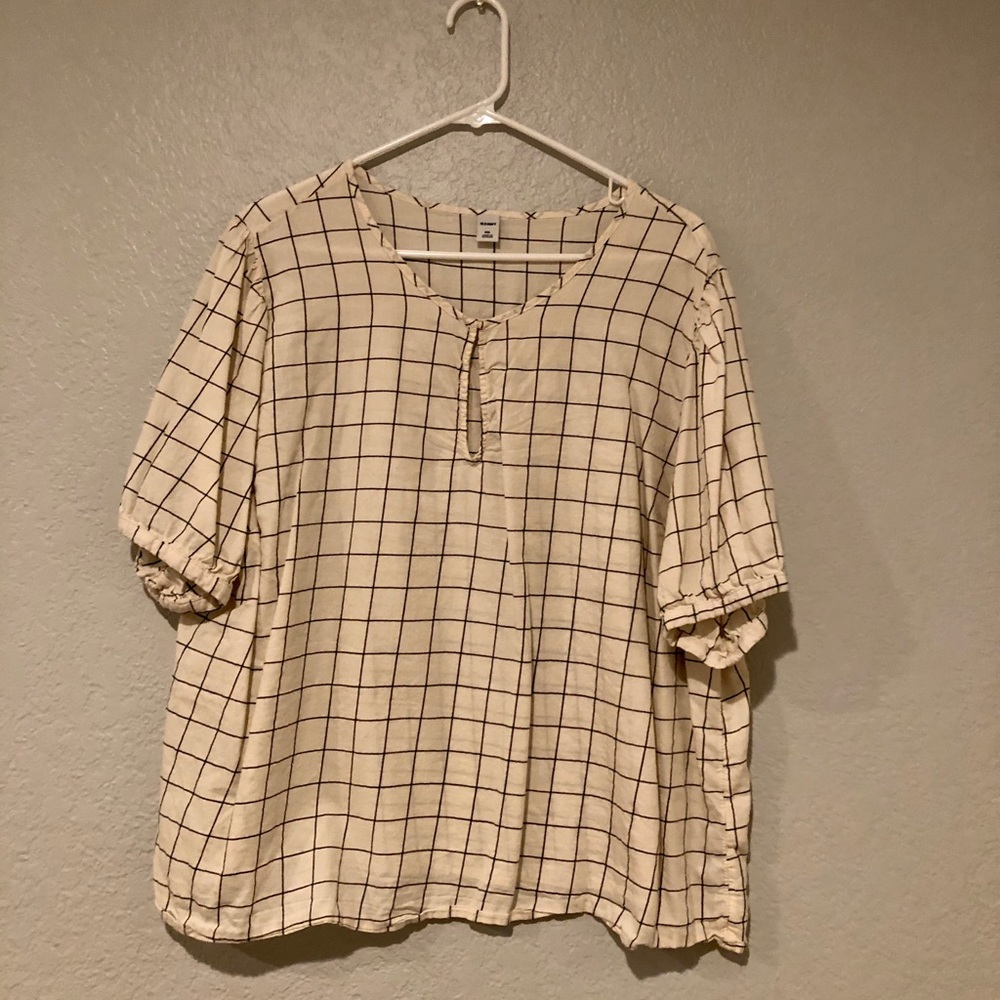 Cute Beige Keyhole Blouse